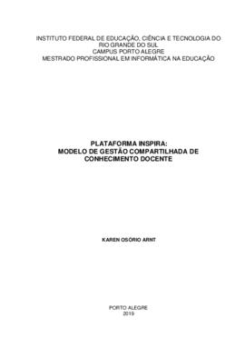 PLATAFORMA INSPIRA: MODELO DE GESTÃO COMPARTILHADA DE CONHECIMENTO DOCENTE